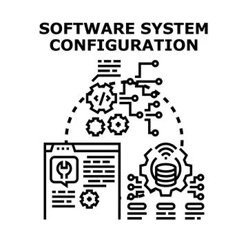 Software system configuration managing development and settings イラスト素材