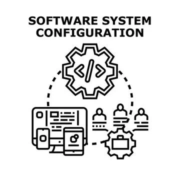 Software system configuration process managing development and integration Stock Illustration