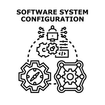 Software system configuring controlling management optimization concept Illustrazione stock