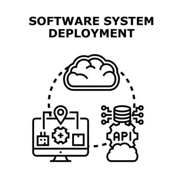 Software system deployment process for cloud development infrastructure Ilustração Stock