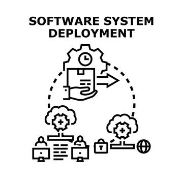 Software system deployment process installing application program Stock Illustration