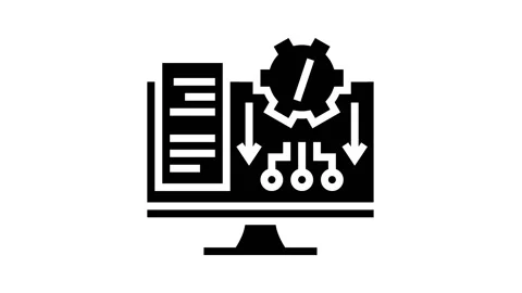 Software system glyph icon animation Stock Footage 157342986