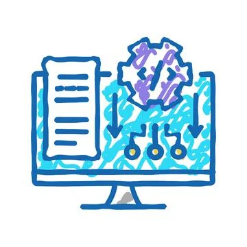 Software system icon doodle illustration Stock Illustration
