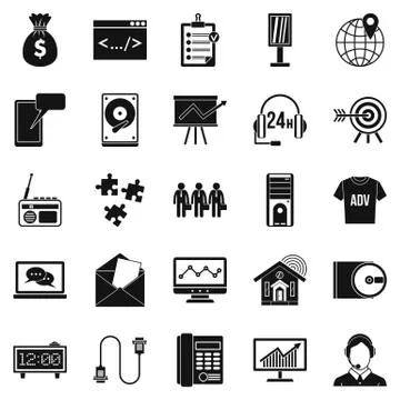 Software system icons set, simple style Illustrazione stock