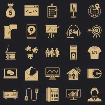 Software system icons set, simple style Illustrazione stock