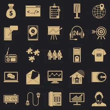 Software system icons set, simple style Illustrazione stock