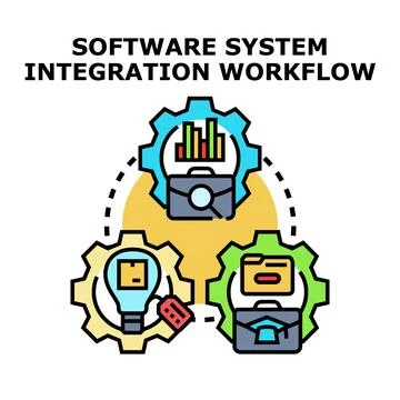 Software system integration workflow process 库存插图