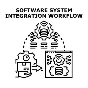 Software system integration workflow process Ilustração Stock