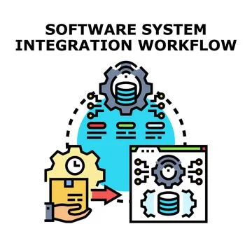 Software system integration workflow process Illustrazione stock