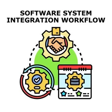 Software system integration workflow vector concept illustration 스톡 일러스트