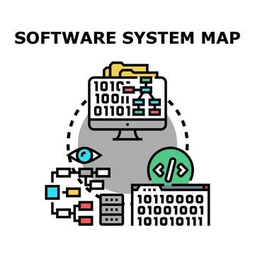 Software system map creating visualization developing architecture process Illustration