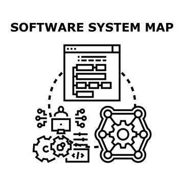 Software system map showing development process and architecture Stockillustratie