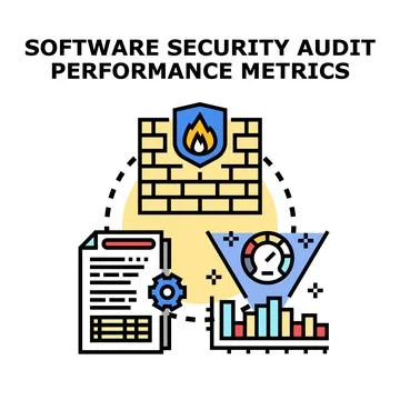 Software system security audit performance metrics concept Stock Illustration