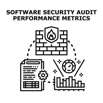 Software system security audit performance metrics concept 库存插图