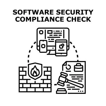 Software system security compliance check concept Stock Illustration