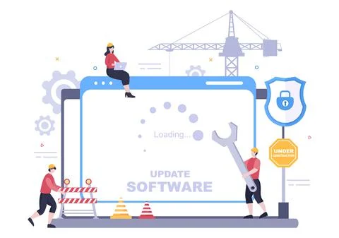 Software System Under Maintenance Vector Illustration. Error Website, Develop Ilustración de archivo