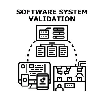 Software system validation process ensuring digital quality Stockillustratie
