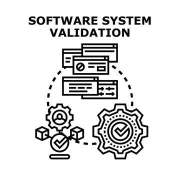Software system validation process ensuring quality and testing 库存插图