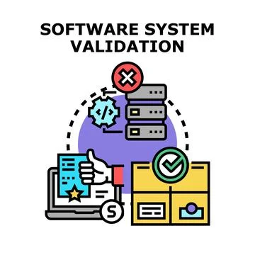 Software system validation process verifying code and data quality Stock-Illustration