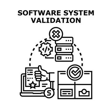 Software system validation process verifying code and data quality 스톡 일러스트
