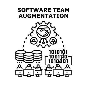 Software team augmentation concept with virtual collaboration Stock Illustration