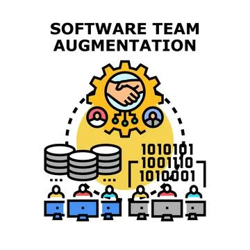 Software team augmentation concept with virtual collaboration Stock Illustration