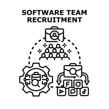 Software team recruitment and creative talent acquisition process イラスト素材