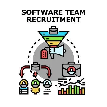 Software team recruitment process selecting new talent Illustrazione stock