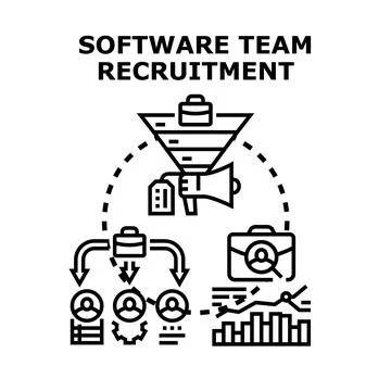 Software team recruitment process selecting new talent Stock Illustration