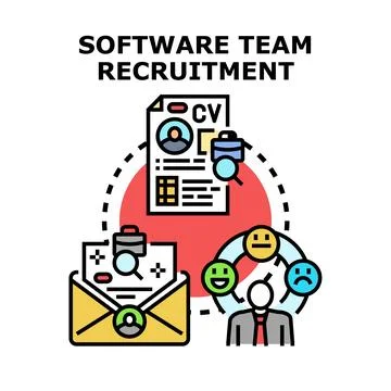 Software team recruitment search and hiring process Stock Illustration