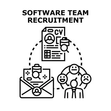 Software team recruitment search and hiring process Stock Illustration