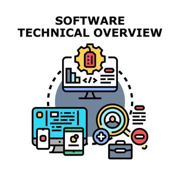 Software technical overview developing application programming interface Stock Illustration