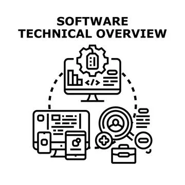 Software technical overview developing application programming interface Illustrazione stock