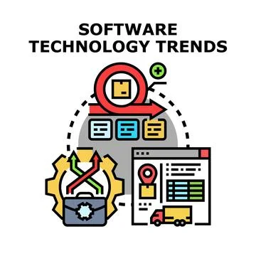Software technology trends developing digital business solutions Stock Illustration