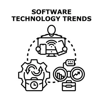 Software technology trends with evolving digital innovation イラスト素材