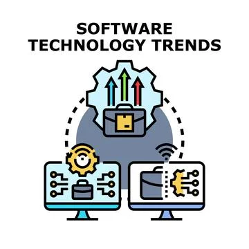 Software technology trends with evolving digital business strategy Stockillustratie