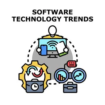 Software technology trends with evolving digital innovation Stock Illustration