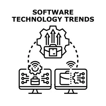 Software technology trends with evolving digital business strategy 库存插图