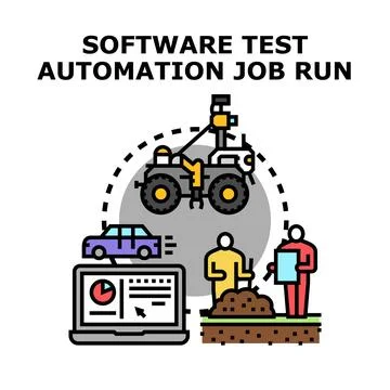 Software test automation job run managing development process Illustrazione stock