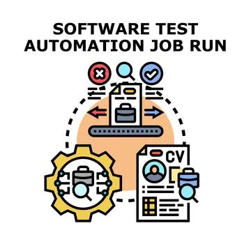 Software test automation job run managing recruitment process Illustrazione stock