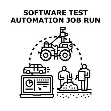 Software test automation job run managing development process Stock-Illustration