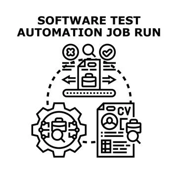 Software test automation job run managing recruitment process 库存插图