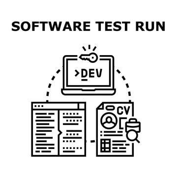 Software test run concept with development and quality assurance Stock Illustration