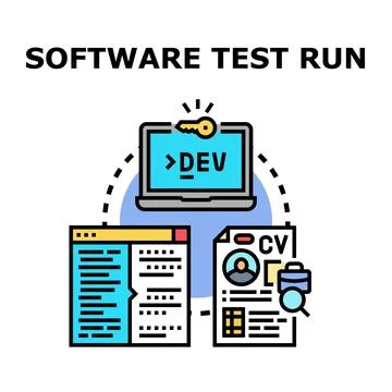 Software test run concept with development and quality assurance Stockillustratie