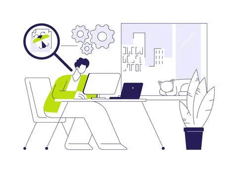 Software tester abstract concept vector illustration. Illustrazione stock