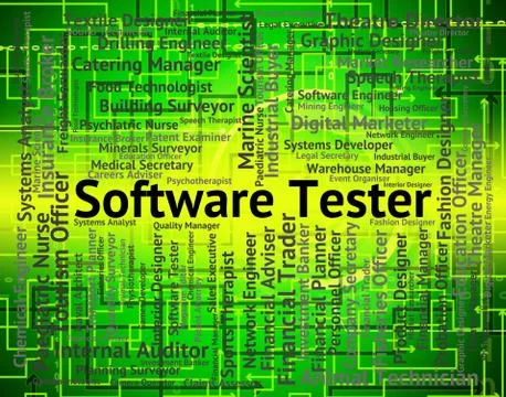Software Tester Represents Scrutinizer Tests And Occupation Stock Illustration