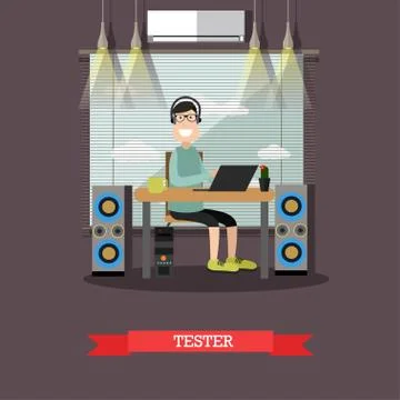 Software tester vector illustration in flat style 스톡 일러스트