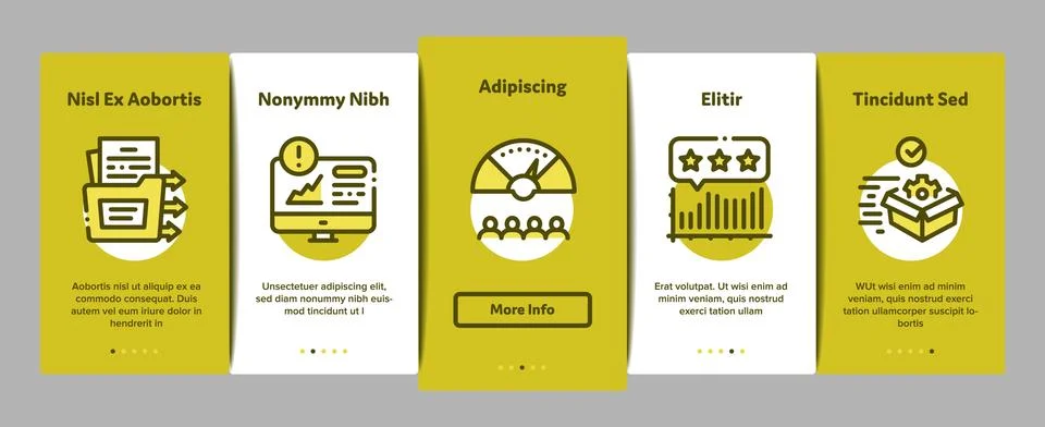 Software Testing And Analysis Onboarding Elements Icons Set Vector Stock Illustration