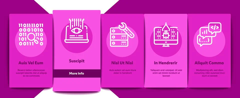 Software Testing And Analysis Onboarding Elements Icons Set Vector Stock Illustration