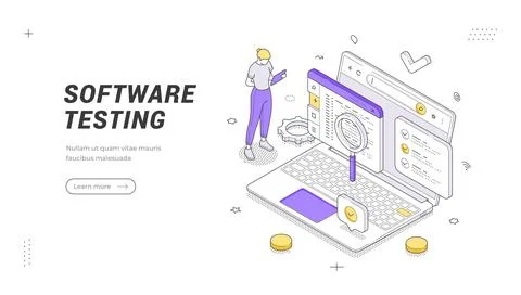 Software Testing And Application Development Isometric Vector Illustration .. Stock Illustration